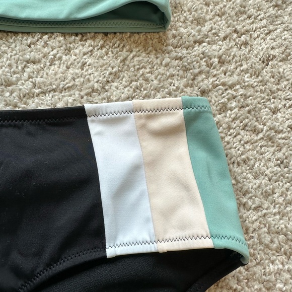 Roxy Black and Cream Athletic Bikini - Picture 3 of 7